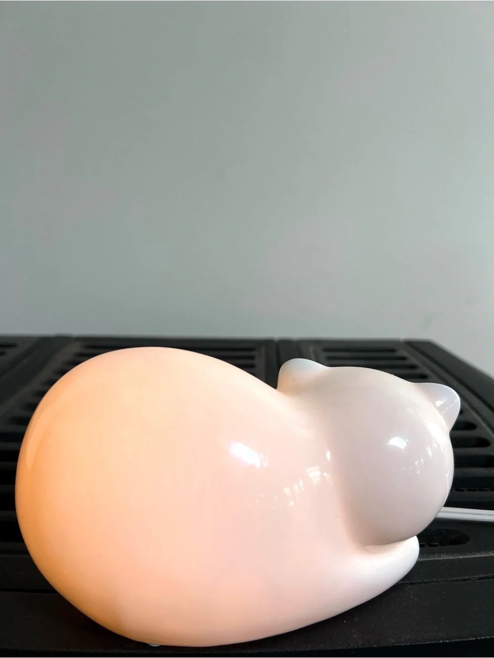Sleeping Kitten or Cat Lamp Originally from Target White Ceramic Lamp Soft Light